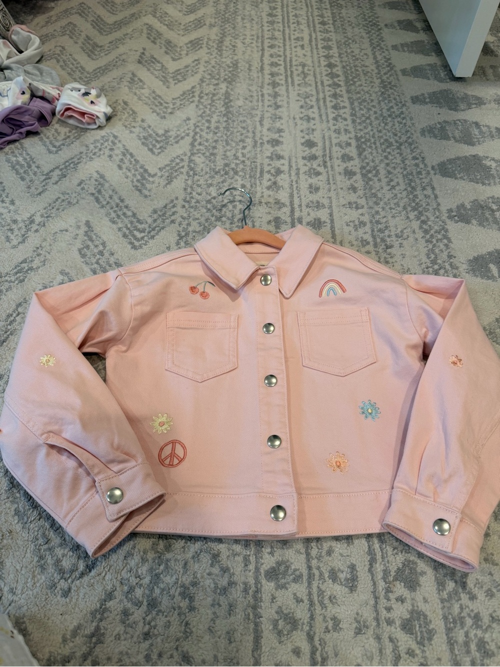 Tucker + Tate Light Pink Embroidered Denim Jacket